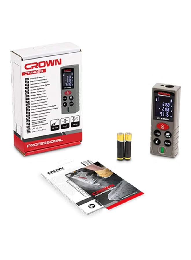 Crown, Laser Meter 40M, Rectangle Design, Grey, Fast and Accurate Measuring