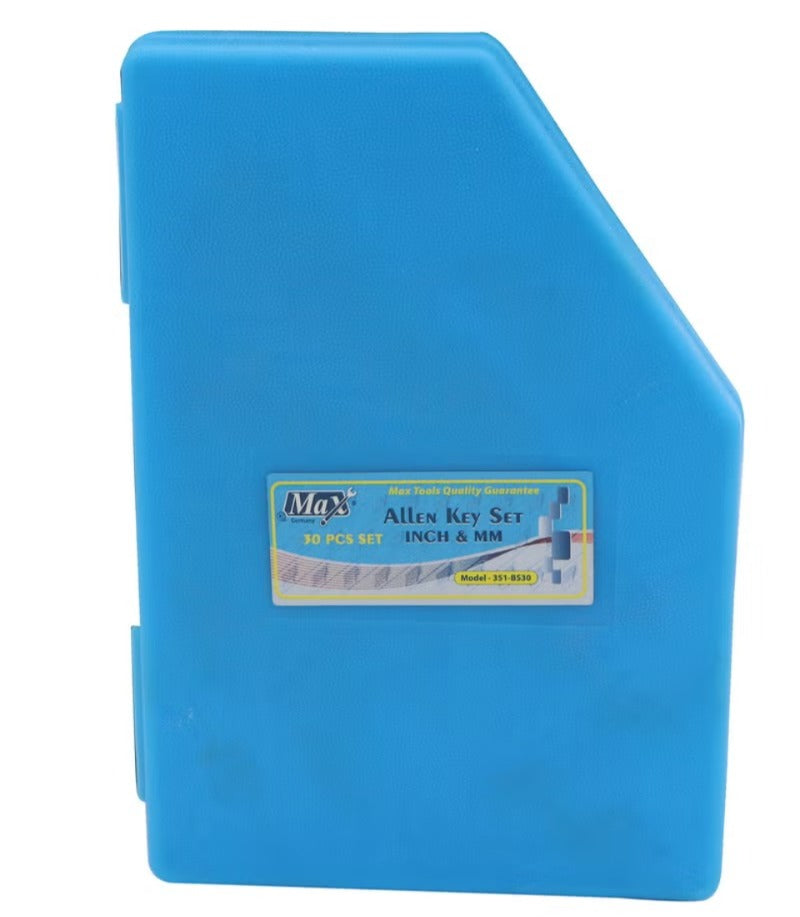 طقم مفاتيح ألن طويل 351-K30Pcs، 30 قطعة، إنش/مم، فولاذ كروم فاناديوم، لفك وشد البراغي السداسية