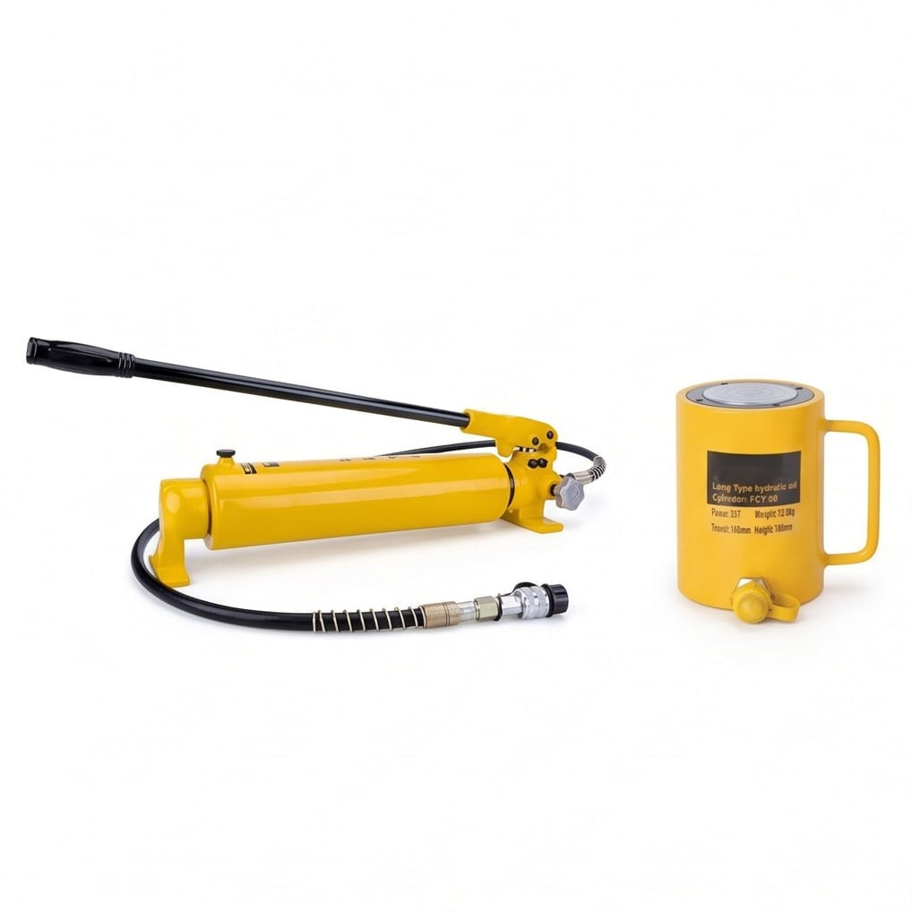 جاك هيدروليك أسطواني طويل، موديل FCY10 W/PUMP CP700B، 10 طن، قوة رفع عالية وثبات ممتاز - 2