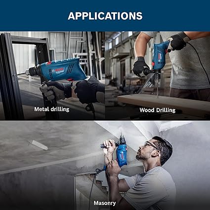 دريل Bosch W/Accessories، GSB600، 600 واط، 3000 لفة/دقيقة، أداء حفر قوي وسريع