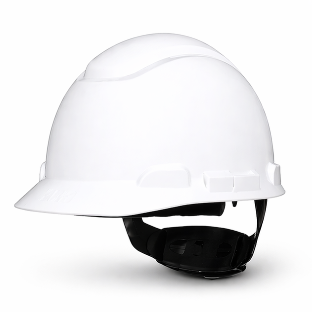 خوذة أمان بيضاء، موديل 3M، HDPE/ABS، قابلة للتعديل 52-62 سم، حماية عالية للصدمات - 1
