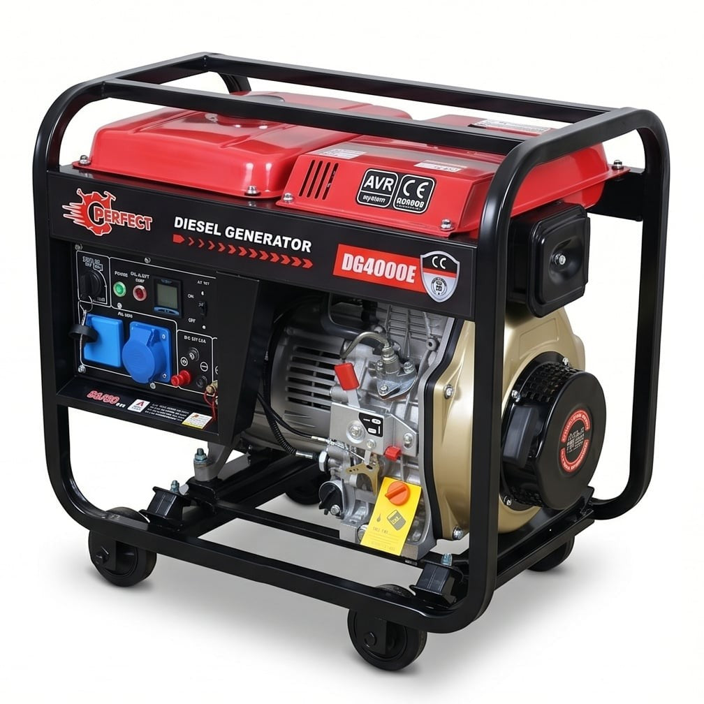 مولد ديزل Hi-Perfect DG4000E، 3.3 كيلو واط، تشغيل كهربائي، مناسب للمنزل والورشة - 1