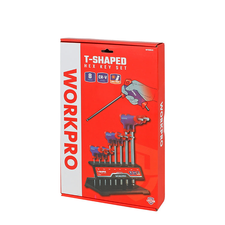 مجموعة مفاتيح ألن T-Shape 8 قطع، WP200542، 2-10 مم، قبضة مريحة وعزم أعلى