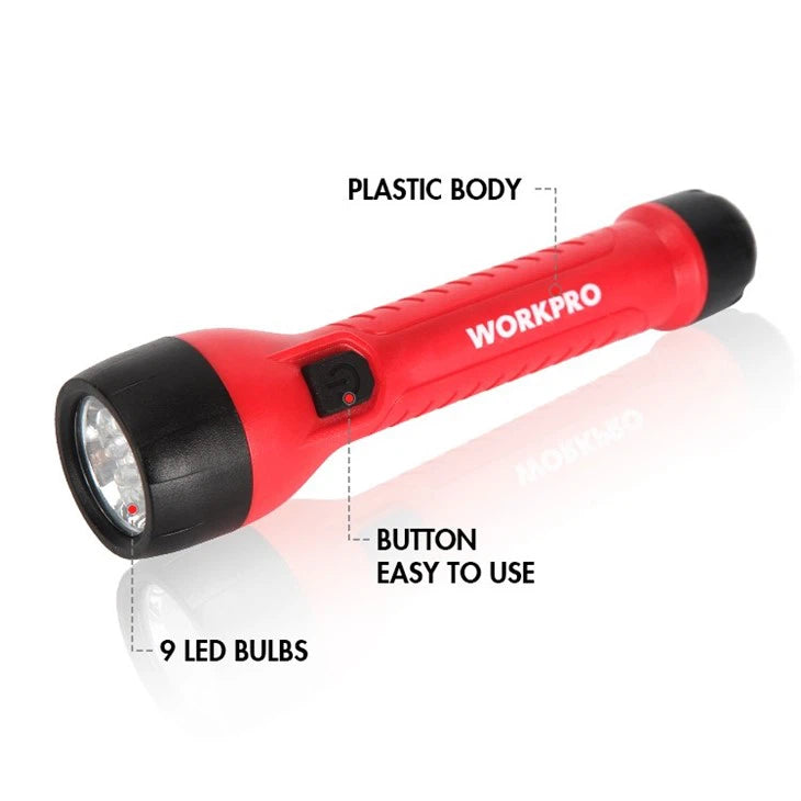 مصباح LED يدوي، WP351004، هيكل بلاستيكي متين، يعمل بـ 3 بطاريات AAA، إضاءة عملية وخفيفة