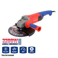 صاروخ زاوية احترافي 230 مم 2200 واط، WP472004، تشغيل ناعم وأداء قوي للقطع والطحن