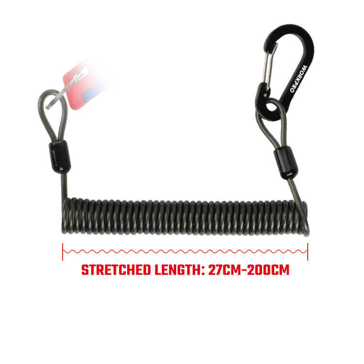 حبل أمان للعدة، WP439010، طول قابل للتمدد 27-200 سم، تحمل حتى 35 كجم، لحماية الأدوات أثناء العمل