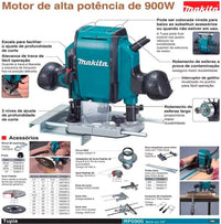 راوتر خشبي RP0900، 900 واط، 6/8 مم، 10000–30000 دورة/دقيقة، قاعدة غاطسة، تشطيب دقيق