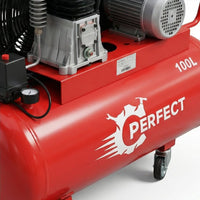 كمبروسر هواء إيطالي Perfect 100 لتر، موديل N100/E2.8/2، 2 حصان، 9 بار، أداء قوي ومتواصل - 3