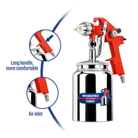 مسدس رش دهان هوائي، WP512007، 43psi، فوهة 1.4 مم، كوب 1200 مل، رش متوازن ودقيق