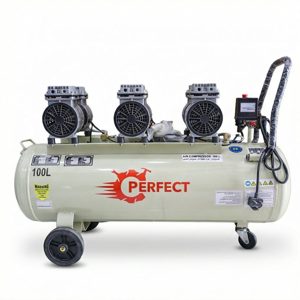ضاغط هواء صامت Perfect MY5003، 100 لتر، 8 بار، 0.75 حصان، تشغيل مستقر وهادئ - 1
