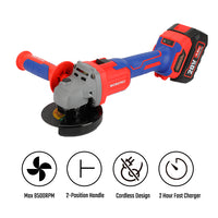 صاروخ زاوية لاسلكي 20V 115 مم بدون فرش، WP392003، 4000/6000/8500 دورة/دقيقة، أداء قطع وتجليخ عملي
