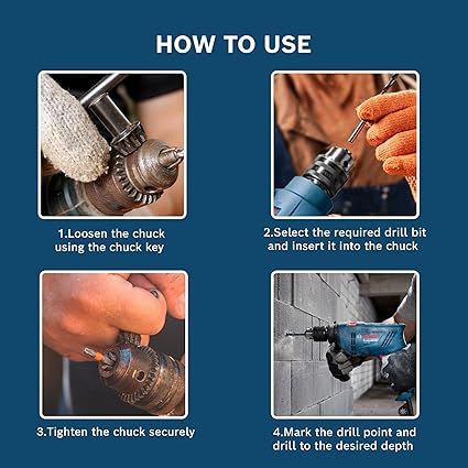دريل Bosch W/Accessories، GSB600، 600 واط، 3000 لفة/دقيقة، أداء حفر قوي وسريع