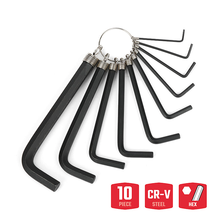 طقم مفاتيح ألن 10 قطع 1.5-10 مم، WP222001، فولاذ كروم فاناديوم، قوة وثبات أعلى