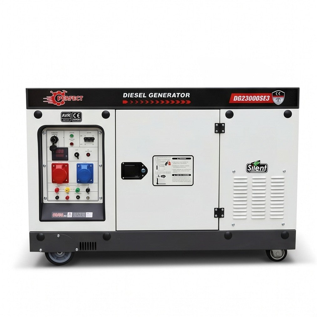 مولد ديزل صامت HI-PERFECT DG23000SE3، 15 كيلوواط، ثلاثي الطور، تشغيل كهربائي، طاقة مستقرة - 2