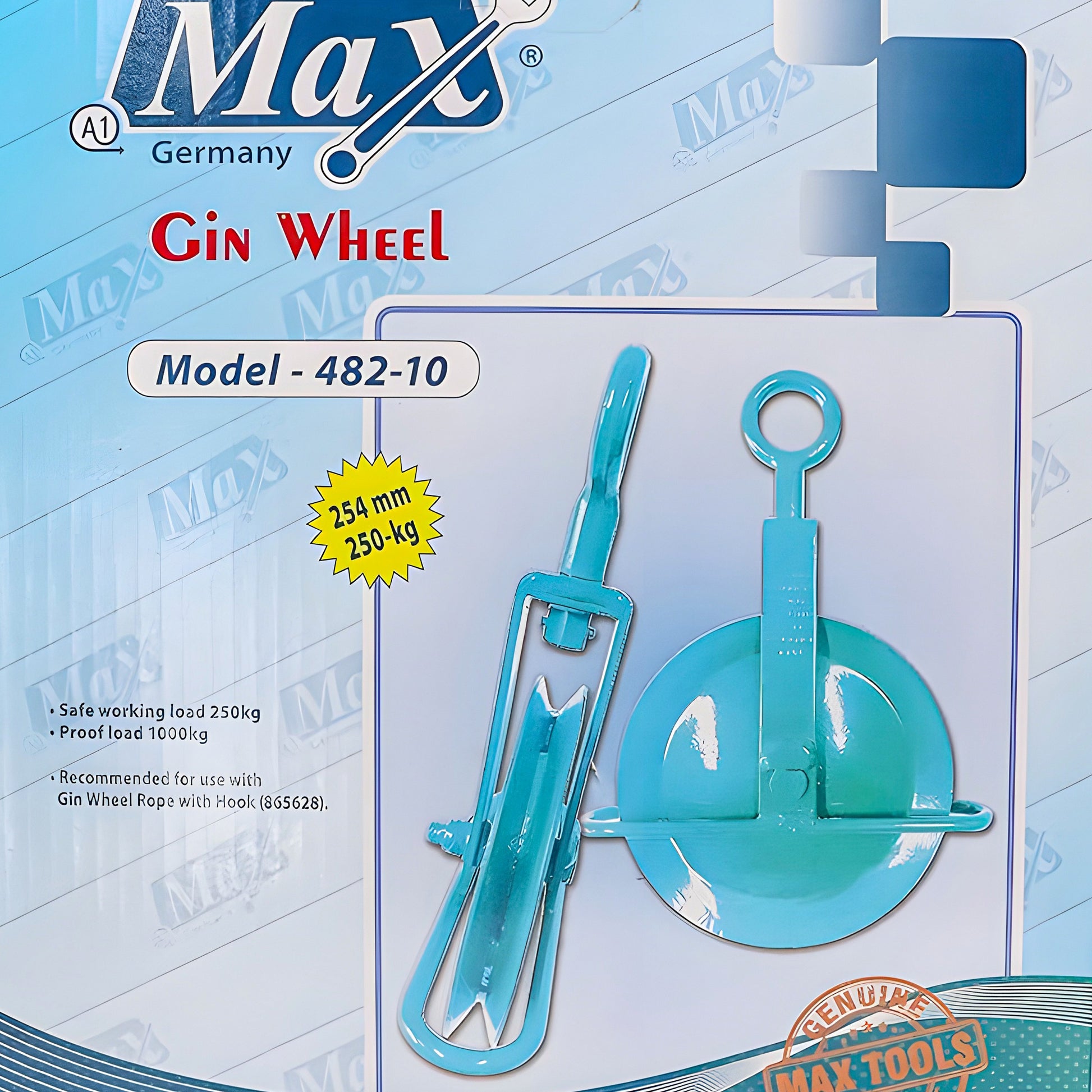 ونش بكرة تعليق GIN WHEELS MAX 482-10" (10 بوصة)، هيكل فولاذي، حمولة 250 كجم، رفع وسحب آمن - 6