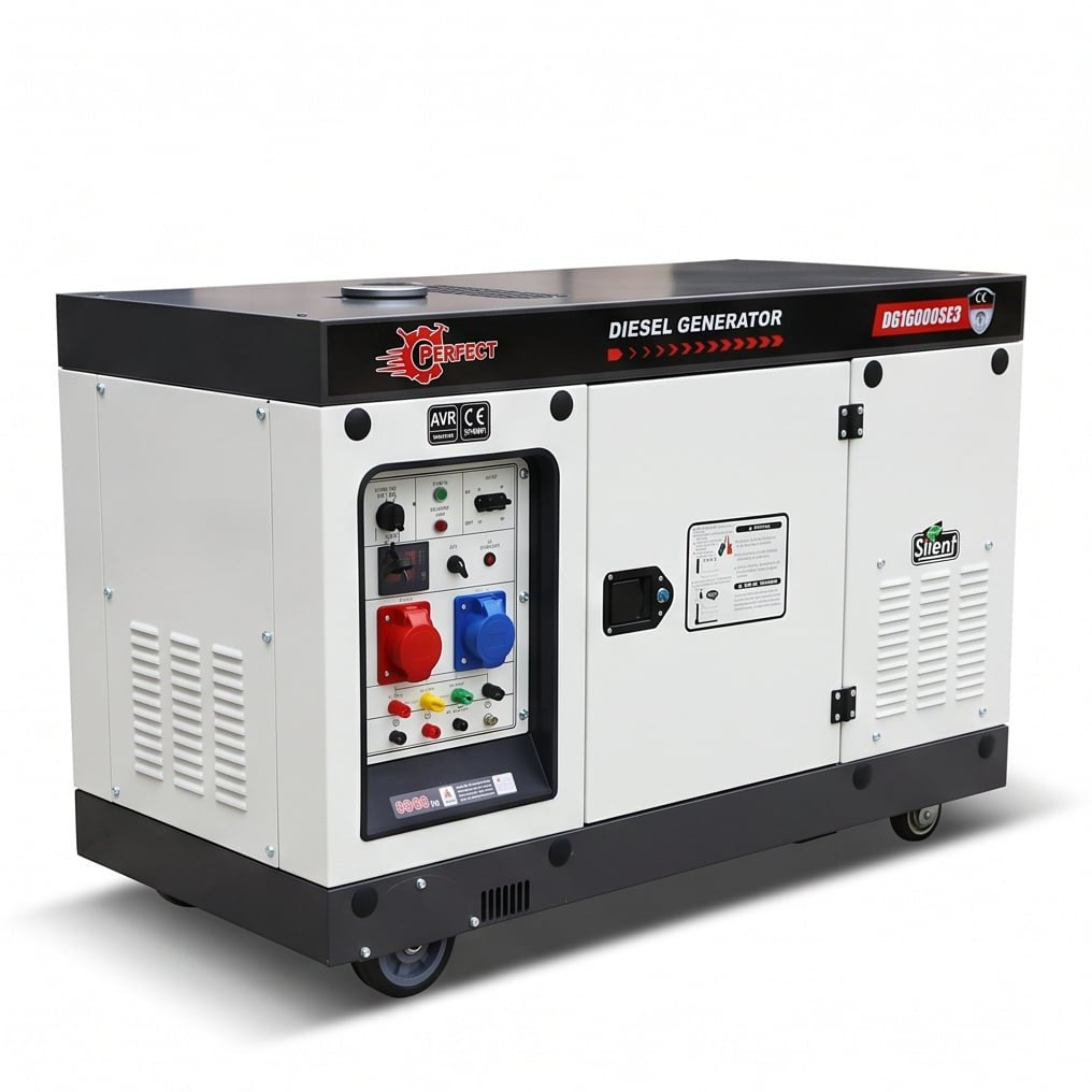 مولد ديزل صامت Hi-Perfect DG16000SE3، 12-13 كيلوواط، 380-415 فولت، ثلاثي الطور، طاقة مستقرة - 1