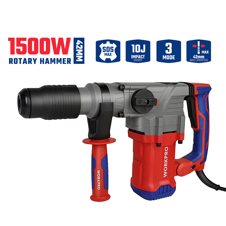 مثقاب تكسير دوار 1500 واط 40 مم، WP470405، نظام SDS-MAX، قوة 10 جول، أداء قوي للتكسير والحفر