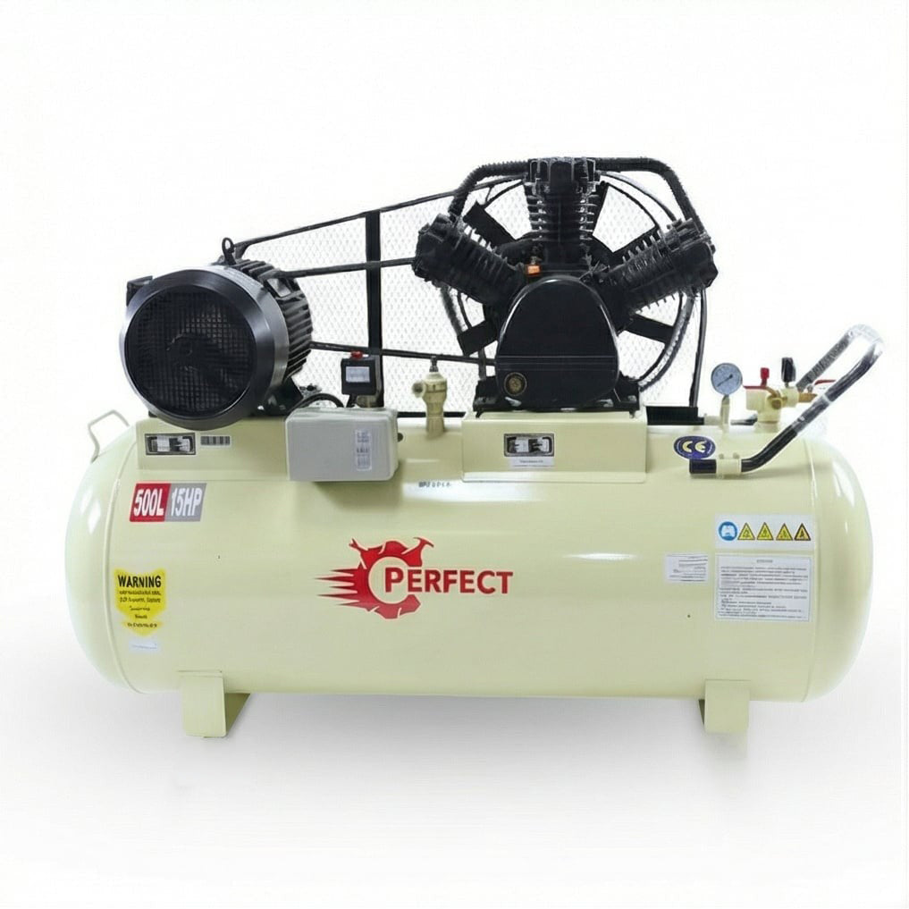 ضاغط هواء Perfect VW-1.6/8 (500L)، 15 حصان، 380 فولت، 8 بار، خزان 500 لتر، أداء قوي ومستمر - 2