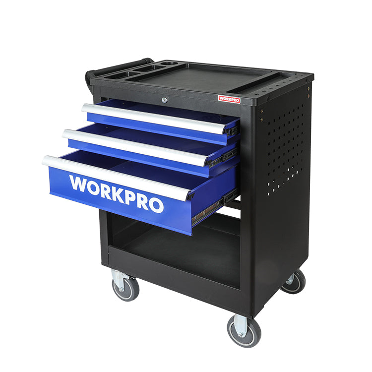 عربة أدوات 3 أدراج بعجلات، WP285005، 764x470x1000 مم، فرامل آمنة وتنقل سهل
