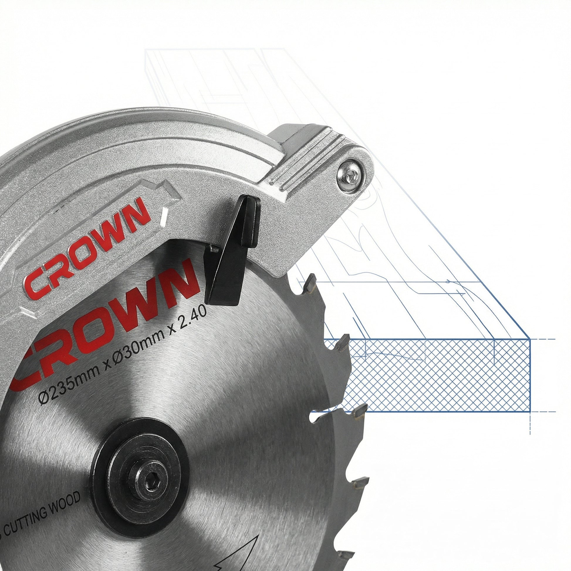 منشار دائري Crown 15210-2000W 9 بوصة، CT15210-235، ضبط عمق القطع، قطع دقيقة وسهلة