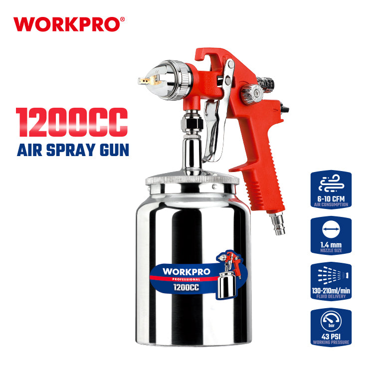 مسدس رش دهان هوائي، WP512007، 43psi، فوهة 1.4 مم، كوب 1200 مل، رش متوازن ودقيق