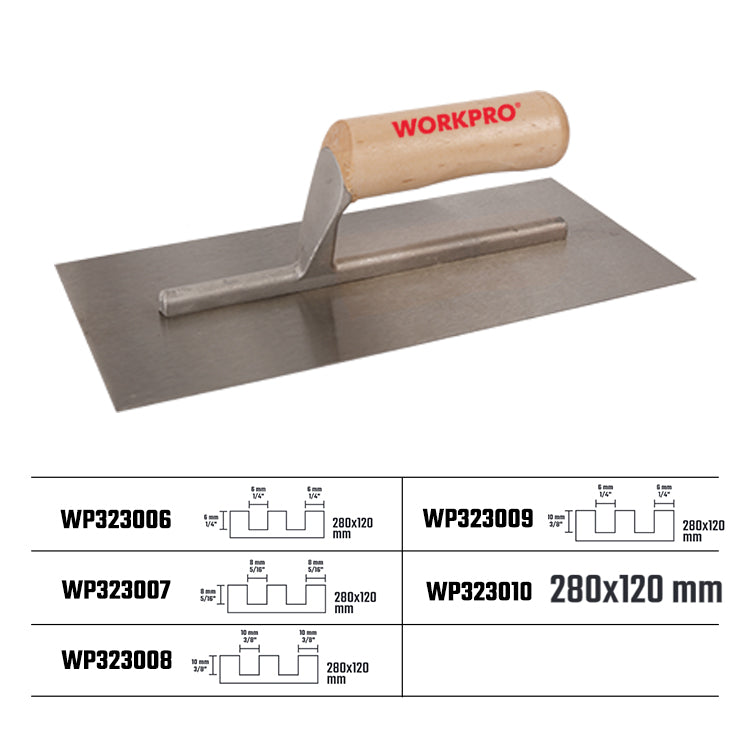 مالج تشطيب بمقبض خشبي، WP323010، فولاذ كربوني، 280×120 مم، تشطيب ناعم ودقيق