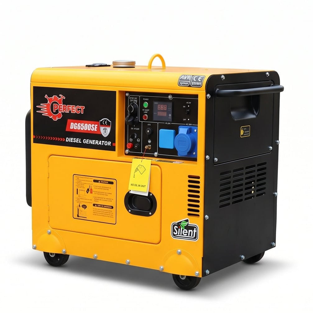 مولد ديزل صامت Hi-Perfect DG6500SE (5.5KW)، 220 فولت، تشغيل كهربائي، أداء مستمر - 2