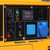 مولد ديزل صامت Hi-Perfect DG6500SE (5.5KW)، 220 فولت، تشغيل كهربائي، أداء مستمر - 4