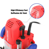 ROUTER WORKPRO 12.7mm (1/2"), WP473000، 1800 واط، سرعة 23000 دورة/دقيقة، عمق قطع 60 مم، دقة تشغيل عالية