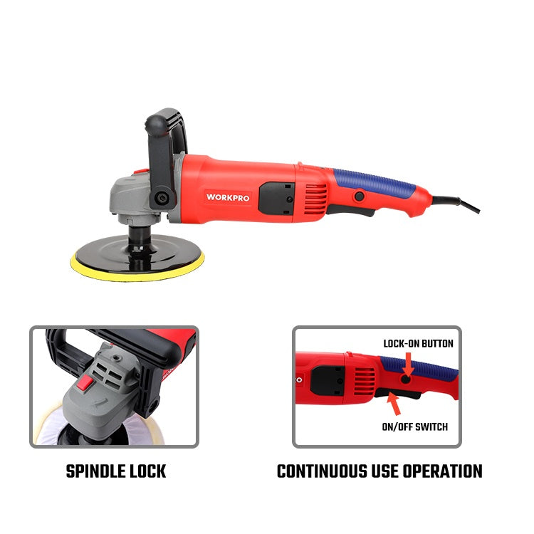 WORKPRO POLISHER، WP472404، 1400 واط، سرعة 1500-3800 دورة/دقيقة، تلميع فعّال ومتوازن