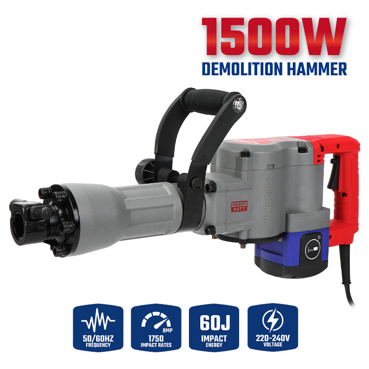 مطرقة هدم احترافية 1500 واط، WP470601، 220-240 فولت، 1750 ضربة/دقيقة، قوة تكسير عالية