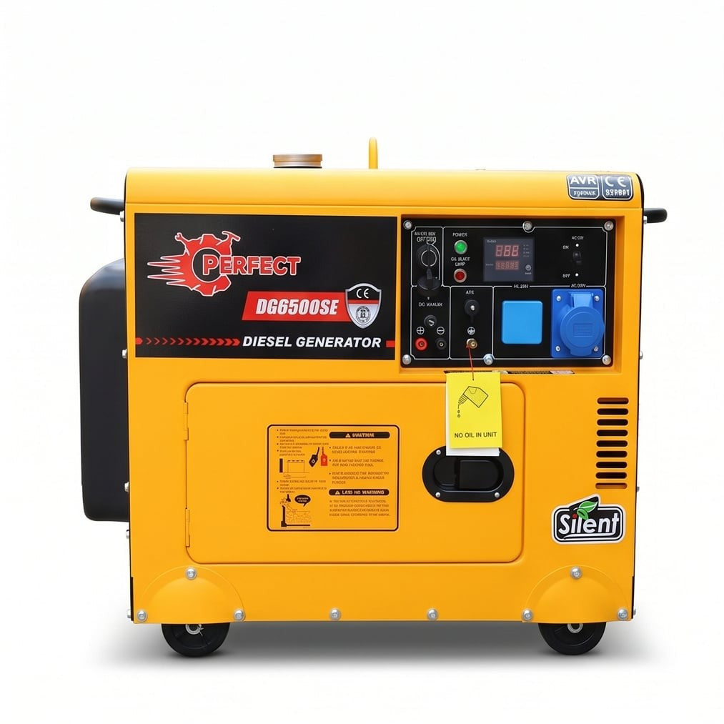 مولد ديزل صامت Hi-Perfect DG6500SE (5.5KW)، 220 فولت، تشغيل كهربائي، أداء مستمر - 1